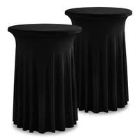 Housse de table cocktail extensible en spandex avec jupe plissée et volants, nappe blanche pour table haute, idéale pour mariages, banquets et événements (vente en gros)