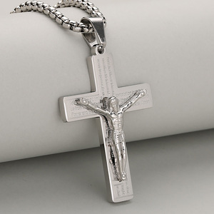 Collar Religioso de la Pasión de Jesús, Medallas de San Benito en Oro y Plata, Colgante de Cruz de Ángel, Collar para Hombre, Regalos - Product Image 4