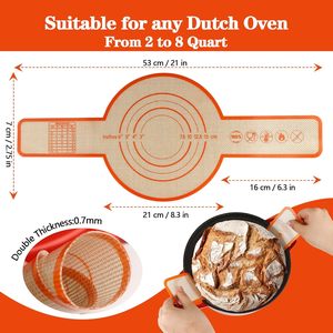 Nouveau design : Sangle à pain en silicone pour cocotte, tapis de cuisson antiadhésif en silicone avec longues poignées pour le transfert du pain au levain - Product Image 6