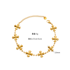Ensemble de bijoux en acier inoxydable plaqué or vintage pour cadeaux et fêtes, collier et bracelet en forme de croix - Product Image 5