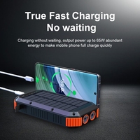 Banque d'alimentation étanche haute capacité 65W 30000mAh avec charge solaire sans fil 15W pour iPhone, ordinateur portable, interface d'entrée Micro USB, polymère