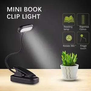 Ricaricabile luce di lettura a LED 3 colori regolabile per la cura degli occhi lampada da lettura libro Clip per la lettura a letto