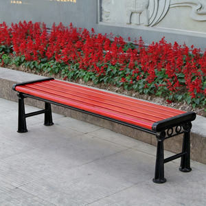 مقعد طويل خارجي عصري مصنوع من الألومنيوم المصبوب المقاوم للتآكل والخشب الصلب للحدائق والمتنزهات والشرفات - Product Image 1