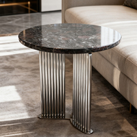 Table d'appoint en pierre naturelle cadre en métal petite table d'angle forme ronde dessus en marbre table basse pour salon