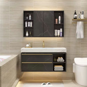 Mueble de Baño Moderno con Iluminación LED Inteligente, Dos Cajones, Encimera de Cerámica, Construcción de Madera Contrachapada, Acabado Lacado para Hotel - Product Image 3