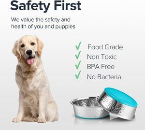 Mangkuk Anjing Stainless Steel, Mangkuk Makanan dan Air Anjing dengan Desain Palu, Alas Anti Selip, Ramah Lingkungan, untuk Anjing Besar dan Sedang - Product Image 2