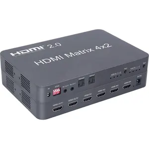 4x2 HDTV2.0マトリックススプリッター4x HDTV信号入力2出力ファイバーおよびステレオヘッドフォン出力のサポート