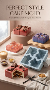 Molde de Silicona Cuadrado de 4 Cavidades para Fondant, Apto para Uso en Fábrica y Navidad, con Certificación LFGB, Platino, Antiadherente, Libre de BPA, Fácil de Desmoldar - Product Image 3