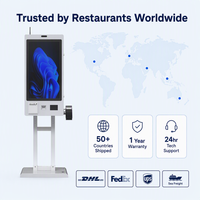 Terminal Punto de Venta de 27 y 32 Pulgadas, Soporte de Piso, Soporte de Pared, Kiosco para Pedidos de Comida, Escáner QR, Impresora, Kiosco de Pago de Autoservicio para Restaurantes