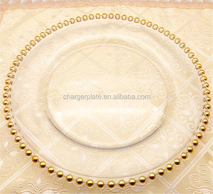Platos de presentación de cristal con cuentas de 13 pulgadas, color oro y oro rosa, para bodas, venta al por mayor, económicos - Product Image 3