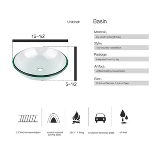 Wholesale Price Bowl Tempered Basin Transparent Fiber Glass Hand Wash Basin