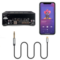 Câble audio de type C USB C vers AUX Stéréo 6.35mm mâle plaqué or pour téléphone portable Amplificateur Haut-parleur Aux Casque