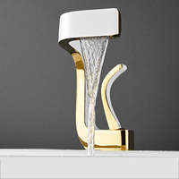 Grifo de lavabo de latón de lujo con cascada, monomando moderno para montaje en cubierta, mezclador de lavabo de baño, grifo para lavabo tipo artístico.