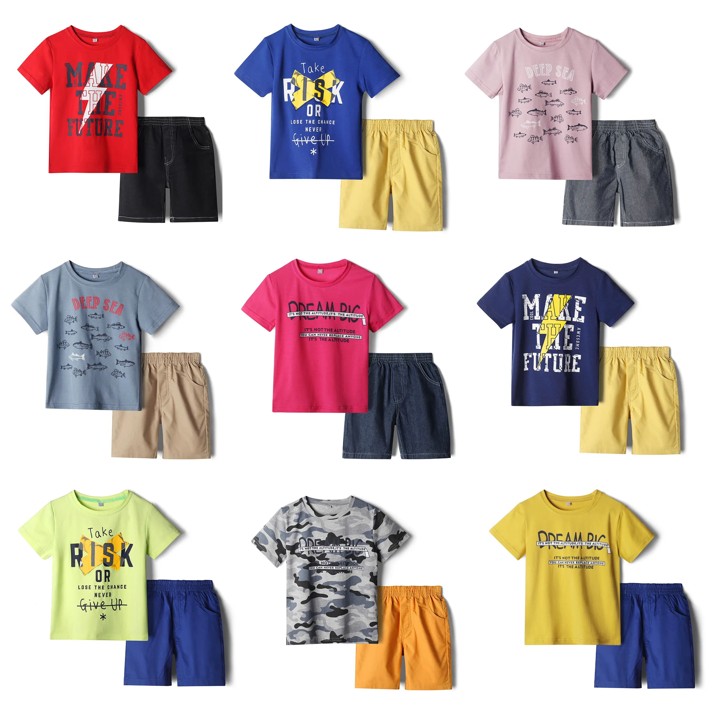 2022 뜨거운 판매 브랜드 키즈 여름 의류 세트 만화 티셔츠 + 반바지 부티크 어린이 2 조각 세트 소년 의류 세트