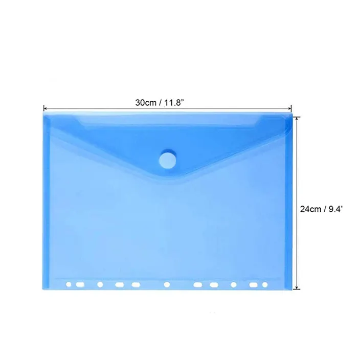 Factory price new plastic PVC file bag 11 hole with button