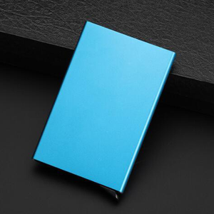 حافظة بطاقات أعمال معدنية عصرية من الفولاذ المقاوم للصدأ والجلد الصناعي بتصميم منبثق - Product Image 2