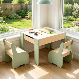 Ensemble de meubles en bois pour garderie et crèche : Table d'étude et chaises pour enfants, bureau pour tout-petits, idéal pour les fêtes d'enfants - Product Image 3
