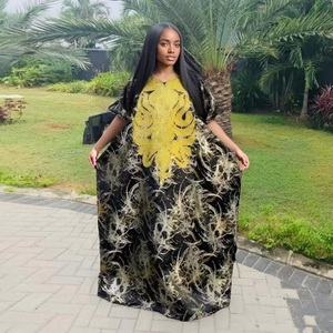 Nuevo Vestido Largo de Verano para Mujer, Estilo Africano, con Estampado <span class=keywords><strong>MaMa</strong></span>, Bordado, Bolsillos, Corte Holgado, Hecho de Poliéster - Product Image 1