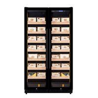 Humidor à cigares électrique en acier inoxydable à double porte avec une capacité de 860 L, étagères en cèdre espagnol pour usage domestique
