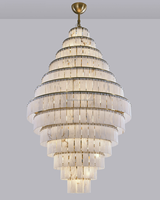 Lustre moderne rond ovale de grande taille pour escalier, en marbre, pour hall d'hôtel, lustre en albâtre naturel, luminaire de plafond