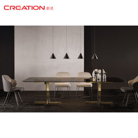 Ensemble de table à manger de luxe pour hôtel et restaurant, table ronde en marbre et bois extensible, ensemble de table à manger ovale pour 8 à 6 personnes