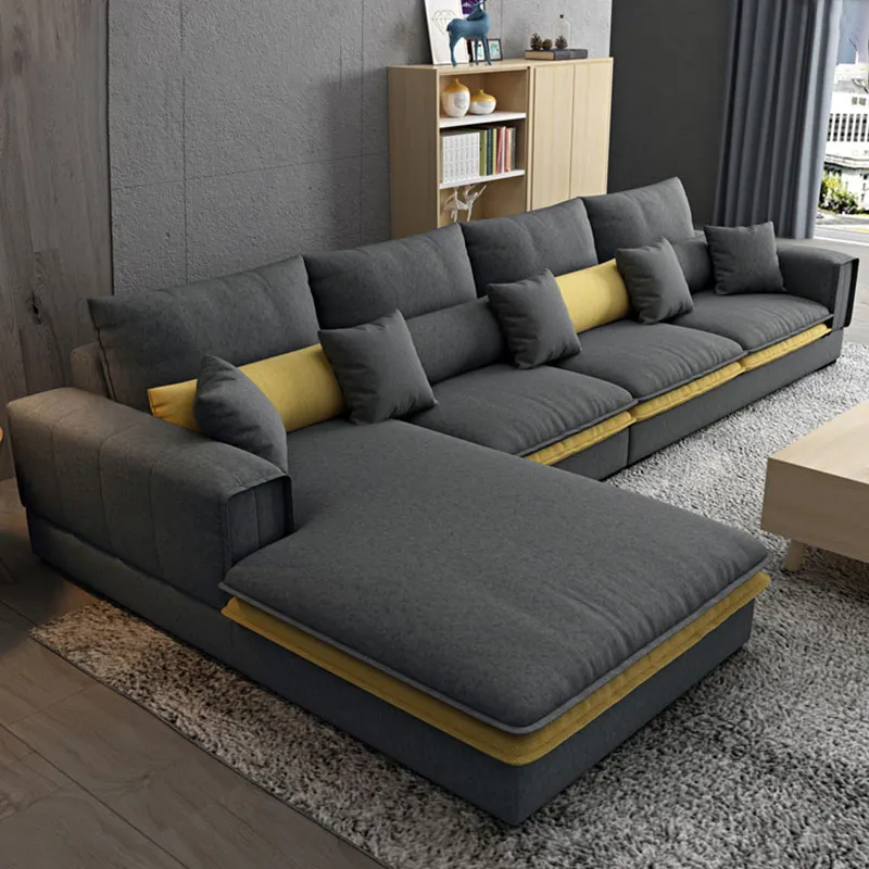 Sofá de canto moderno, sofá moderno vintage cinza madeira sofá de canto com 3 lugares mudo conjunto de móveis sala de estar para casa