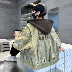 Manteau d'automne pour garçon, nouveau style coréen, manches longues, fermeture éclair, vêtements tendance, veste à capuche pour garçon en couleur <span class=keywords><strong>camouflage</strong></span> - Product Image 1
