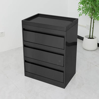 Armoire de rangement pour coiffeur, salon de coiffure, barbier, studio de beauté, chariot à tiroirs en acier avec porte-outils latéral et plateaux