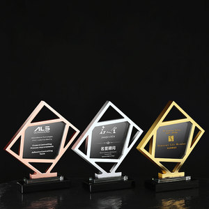 Guangzhou Trade Show Giveaways <span class=keywords><strong>Cadre</strong></span> en métal plaqué or Récompenses Trophées gravés Médailles et plaques - Product Image 3