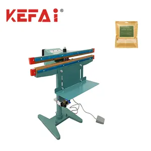 KEFAI Pneumatic Pedal Sealing Machine Upper and Lower Heating Pneumatic Vertical Aluminum Frame Foil Bag Plastic Sealing Machine