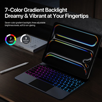 Clavier magnétique flottant en aluminium pour iPad Pro 13 2025 avec touches rétroéclairées 7 couleurs à mécanisme ciseaux et pavé tactile multipoint
