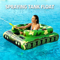 Bouée gonflable en forme de char d'assaut avec pistolet à eau, jouet de bain camouflage, jouet aquatique de combat extérieur pour plage, lac, piscine, fête