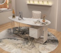 Bureau minimaliste moderne en fer style crème avec tiroir, anti-taches, pour ordinateur et écriture, idéal pour le bureau et les salons de beauté