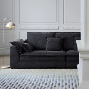 Zayshine Sâu Ngai Vàng Lông Rắn Khung Gỗ Hiện Đại Màu Xám Đen Mờ Vải Cắt Sofa Bộ Ba Chỗ Ngồi Cho Phòng Khách - Product Image 3
