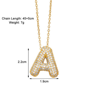 Benutzer definierte Ballon A-Z Name Anfangs buchstabe Alphabet Iced Out VVS Moissan ite Anhänger Hip Hop CZ Modeschmuck Halsketten für Frauen - Product Image 3