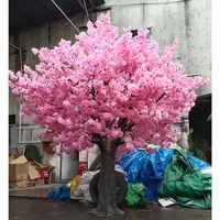Pohon Sakura Jepang Buatan Realistis 300cm Warna Pink, Bahan Fiberglass, Mewah, Modern, Ramah Lingkungan, Untuk Dalam & Luar Ruangan