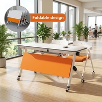 Table d'étude pliable avec plateau rabattable, table de formation sur roulettes, table d'étude pliable avec ensemble de chaises pour adultes, pour les établissements de formation
