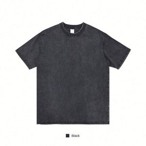 Men's 280G Retro Faded T-shirt European Size Short Sleeve Cotton Solid Pattern Digital Direct Injection Logo Oversize T Shirts - Product Image 6