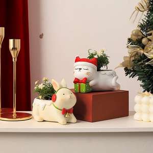 रूगो प्यारा जानवर क्रिसमस राल सजावटी घर सजावट रसीला प्लांटर और पेंसिल धारक फूल के बर्तन और प्लांटर्स - Product Image 4