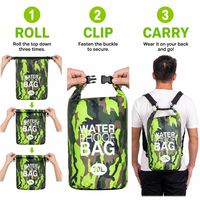 Sac étanche en PVC de couleur unie personnalisé, sac seau de 2L à 30L, sac de rafting flottant pour la plage, la natation, le kayak, la navigation de plaisance, la randonnée en rivière