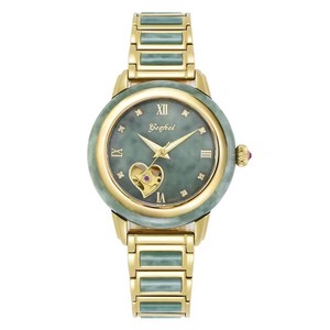 Envío Directo, Relojes de Pareja Mecánicos Automáticos, Color Verde, Jade Natural, Números Romanos, Resistentes al Agua 5BAR, Reloj de Pulsera Elegante - Product Image 2
