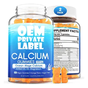 OEM Sugar Free Calcium Gummies 600mg contain marine algae calcium vitamins and magnesium promote bone strength and Teeth health