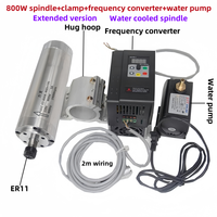 Kit de moteur de broche refroidi par air pour machine de gravure + convertisseur de fréquence + pince, moteur de broche 0,8 kW 24000 tr/min, moteur à vitesse CNC