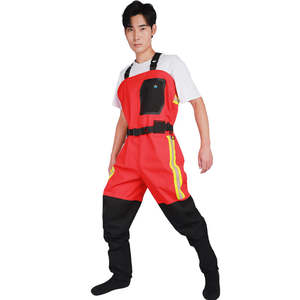 Nouveau design waders de pêche prix fabricant à la mode rouge et noir couture couleur canard waders de chasse avec stockingfoot - Product Image 2