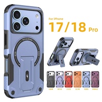 Coques de Téléphone Portable Anti-Chute et Antichoc en TPU+PC avec Support Magnétique Attrayant au Design Sportif de Luxe pour iPhone 17 Pro Max