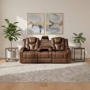 Juego de Sofás Reclinables Modernos con Estructura Metálica Plegable de Frank Furniture, Tapicería de Cuero Sintético y Ajuste Eléctrico con Control Remoto - Product Image 4