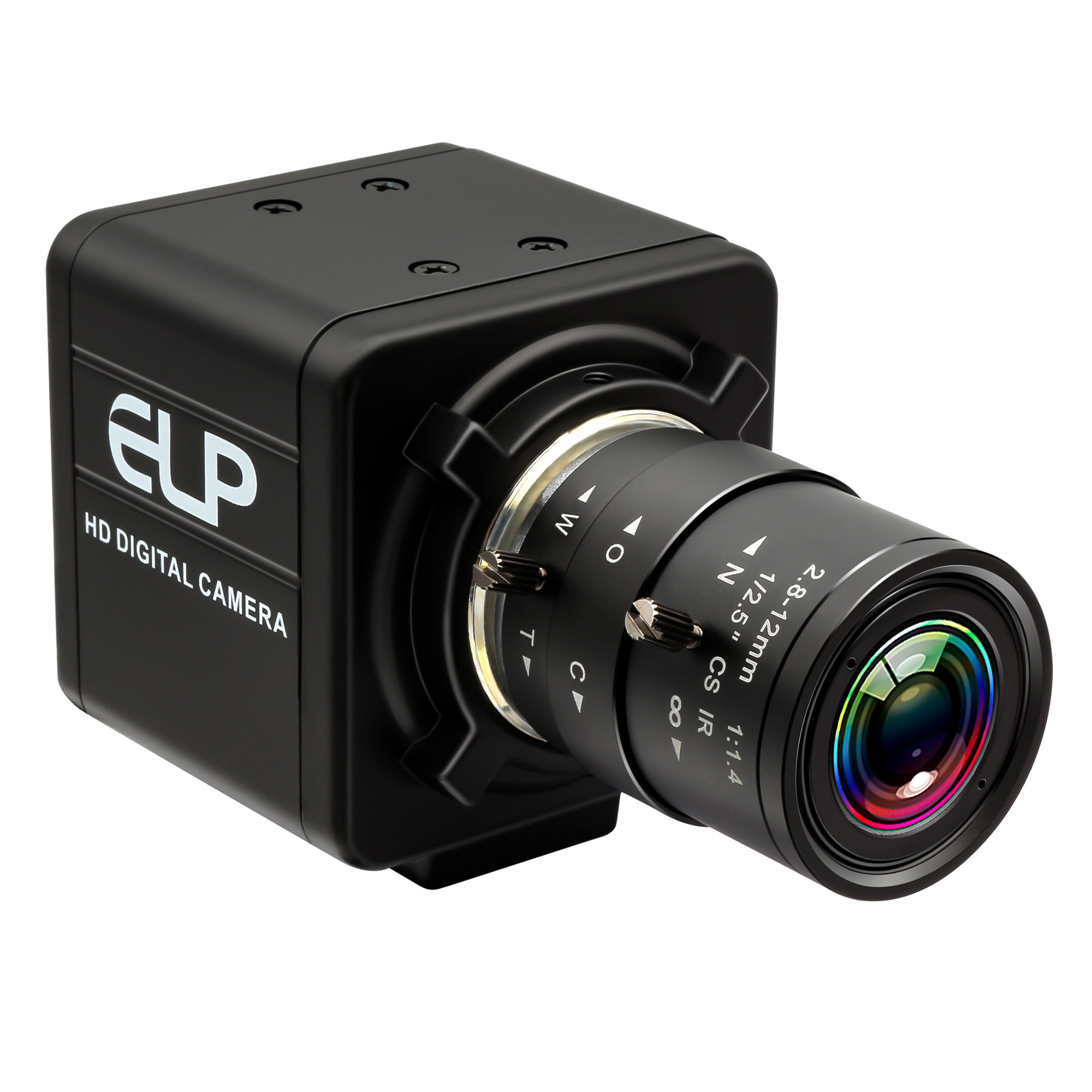 Noir avec objectif varifocus 2,8-12 mm