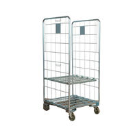 Chariot logistique pliable en acier à quatre roues, bon fournisseur, cage à roulettes galvanisée pour entrepôt, OEM