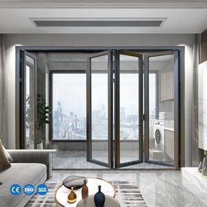 Porte pliante en aluminium de qualité supérieure, double vitrage, verre de sécurité, résistante aux intempéries, facile à utiliser, pour appartement - Product Image 1