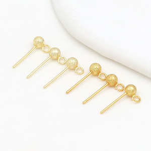 <b>Stud</b> Earrings 18K Gold 925 <b>Silver</b> Ball Shape DIY Jewelry For Women Men Fashion Accessories A60B - Product Image 2